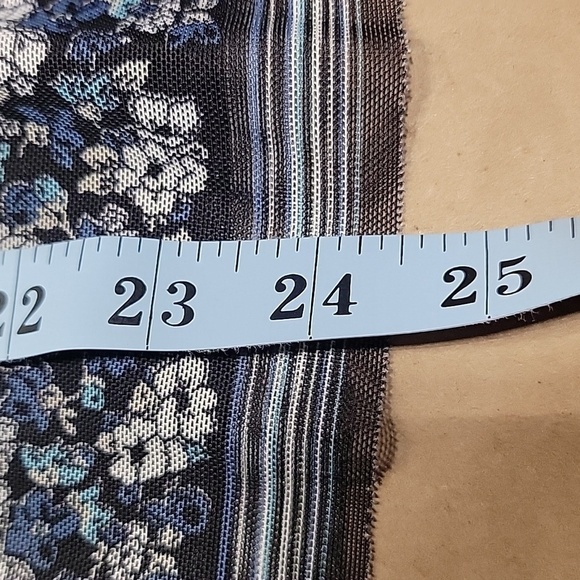 Max Studio Size S, Black with Blue Floral Pattern Mesh, Lined Babydoll Style Top - Picture 9 of 11